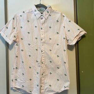 Denim & Flower Creamy Pale Pink Palm Tree Print Shirt